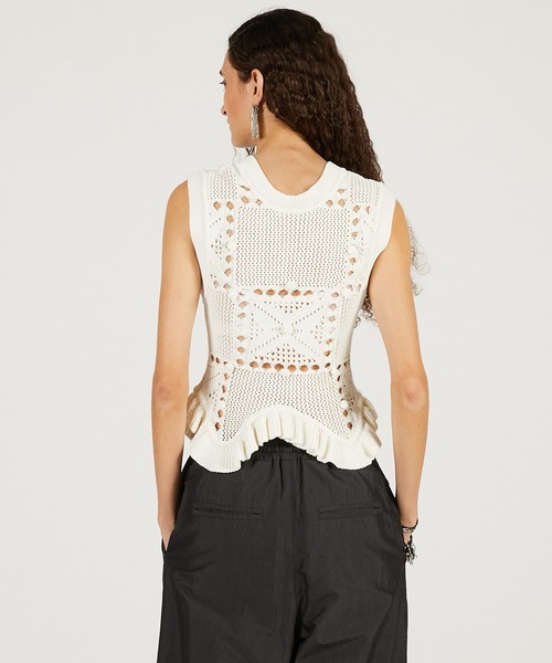 PRANK PROJECT(プランクプロジェクト)の「モチーフパターン2WAYニットベスト / Motif Pattern 2-Way Knit Vest(ベスト・レディース・ブラック/ホワイト/レッド・FREE)」の10枚目の写真