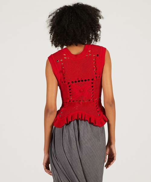 PRANK PROJECT(プランクプロジェクト)の「モチーフパターン2WAYニットベスト / Motif Pattern 2-Way Knit Vest(ベスト・レディース・ブラック/ホワイト/レッド・FREE)」の17枚目の写真