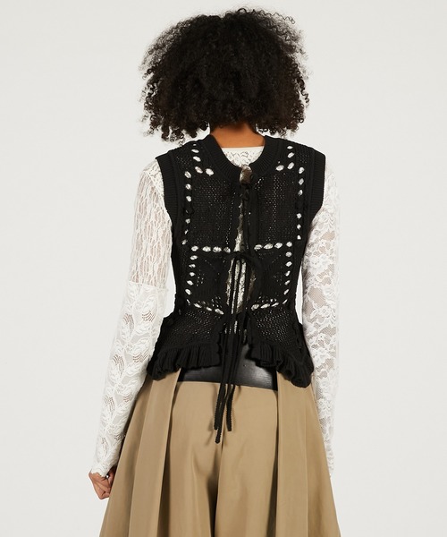 PRANK PROJECT(プランクプロジェクト)の「モチーフパターン2WAYニットベスト / Motif Pattern 2-Way Knit Vest(ベスト・レディース・ブラック/ホワイト/レッド・FREE)」の14枚目の写真