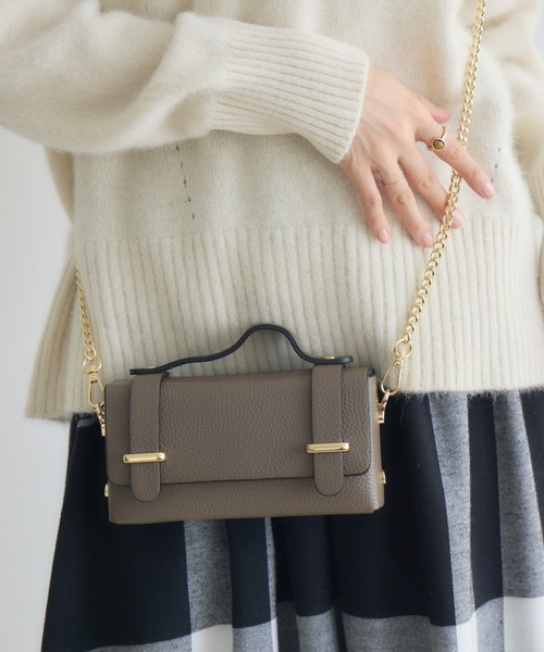 KATHARINE ROSS（キャサリンロス）の「【KATHARINE ROSS】【MILLELA FIRENZE】箱型ミニショルダー（ショルダーバッグ・レディース・モカ/ブラック・MEDIUM）」の3枚目の写真