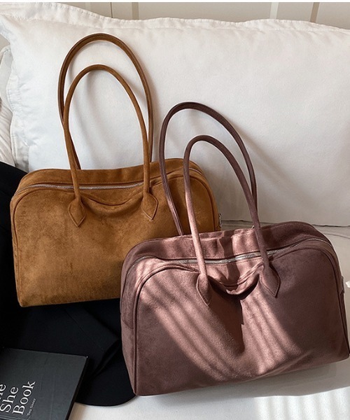 セール】スウェードライクボストンバッグ【A4収納可能】（ボストン