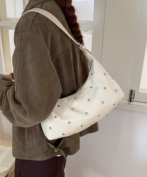 HALEY PESCA（ヘーリーペスカ）の「HALEY PESCA/2way スタッズショルダー　ハンドバッグ（ショルダーバッグ・レディース・ブラウン/ホワイト/ブラック・FREE）」の2枚目の写真