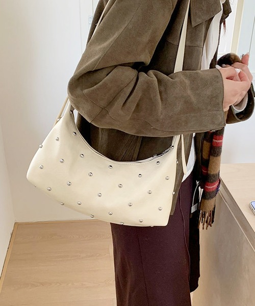 HALEY PESCA（ヘーリーペスカ）の「HALEY PESCA/2way スタッズショルダー　ハンドバッグ（ショルダーバッグ・レディース・ブラウン/ホワイト/ブラック・FREE）」の5枚目の写真