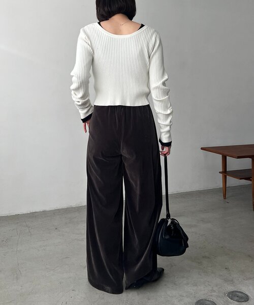 CAPRICIEUX LE'MAGE（カプリシューレマージュ）の「ベロアワイドパンツ（その他パンツ・レディース・チャコールグレー/グレイッシュベージュ・38/36）」の10枚目の写真