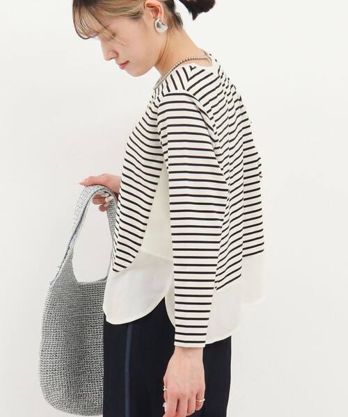 NOLLEY’S(ノーリーズ)の「ポンチローマ切替プルオーバーカットソー(Tシャツ/カットソー・レディース・オフホワイト/チャコールグレー/ネイビー/ホワイト系その他・38)」の16枚目の写真