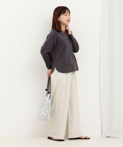 NOLLEY’S(ノーリーズ)の「ポンチローマ切替プルオーバーカットソー(Tシャツ/カットソー・レディース・オフホワイト/チャコールグレー/ネイビー/ホワイト系その他・38)」の6枚目の写真