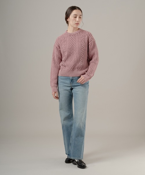 Levi's(リーバイス)の「Levi's/リーバイス LEILAH ケーブルクルーネックセーター(ニット/セーター・レディース・ピンク・XS/S/M)」の4枚目の写真