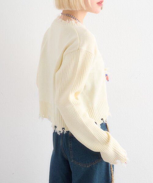 w closet（ダブルクローゼット）の「プレートダメージカーディガン（カーディガン/ボレロ・レディース・イエロー/レッド/チャコールグレー/ブルー/アイボリー・FREE）」の9枚目の写真