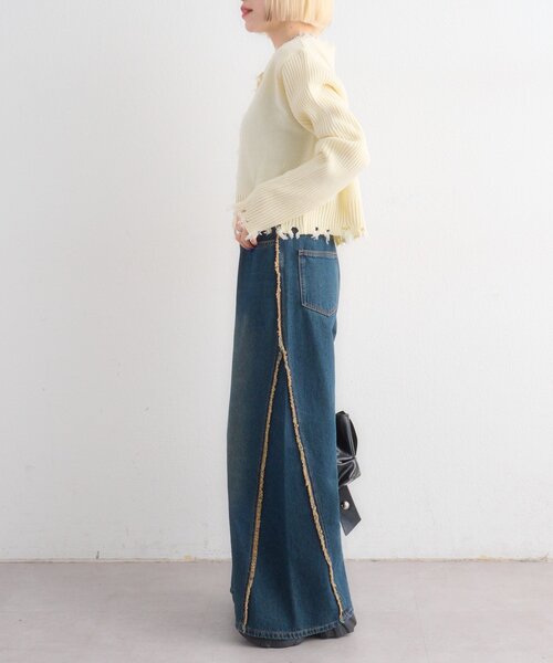 w closet（ダブルクローゼット）の「プレートダメージカーディガン（カーディガン/ボレロ・レディース・イエロー/レッド/チャコールグレー/ブルー/アイボリー・FREE）」の16枚目の写真