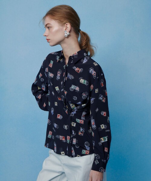 LOULOU WILLOUGHBY(ルルウィルビー)の「【LOULOU WILLOUGHBY】レタープリントシャツブラウス(シャツ/ブラウス・レディース・ピンク/ネイビー・2)」の15枚目の写真