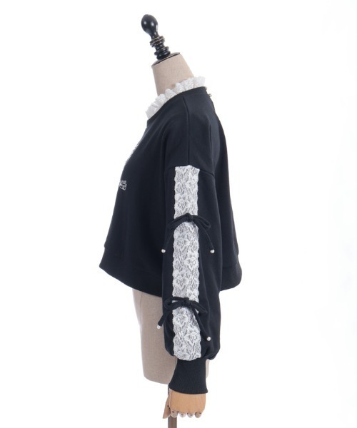 axes femme POETIQUE(アクシーズファムポエティック)の「レース使いビジュースウェット(Tシャツ/カットソー・レディース・ラベンダー/ピンク/ブラック・MEDIUM)」の9枚目の写真