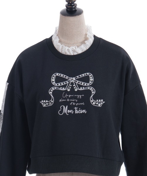 axes femme POETIQUE(アクシーズファムポエティック)の「レース使いビジュースウェット(Tシャツ/カットソー・レディース・ラベンダー/ピンク/ブラック・MEDIUM)」の11枚目の写真