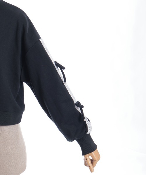 axes femme POETIQUE(アクシーズファムポエティック)の「レース使いビジュースウェット(Tシャツ/カットソー・レディース・ラベンダー/ピンク/ブラック・MEDIUM)」の16枚目の写真