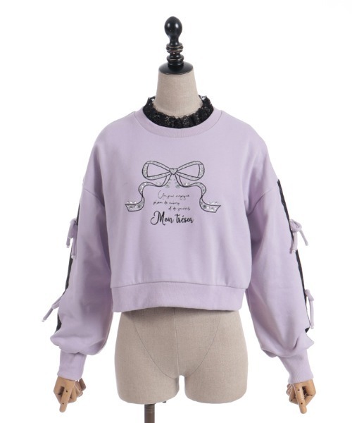 axes femme POETIQUE(アクシーズファムポエティック)の「レース使いビジュースウェット(Tシャツ/カットソー・レディース・ラベンダー/ピンク/ブラック・MEDIUM)」の17枚目の写真