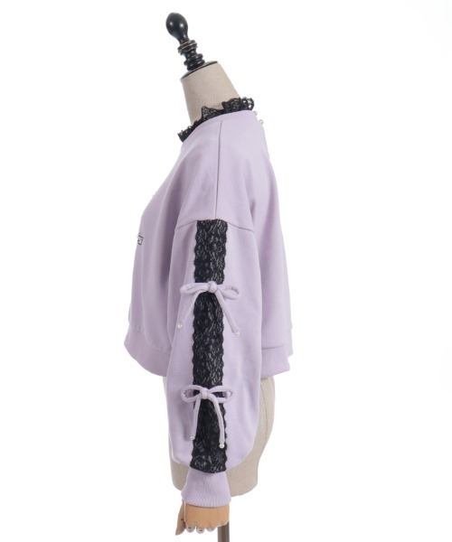 axes femme POETIQUE(アクシーズファムポエティック)の「レース使いビジュースウェット(Tシャツ/カットソー・レディース・ラベンダー/ピンク/ブラック・MEDIUM)」の18枚目の写真