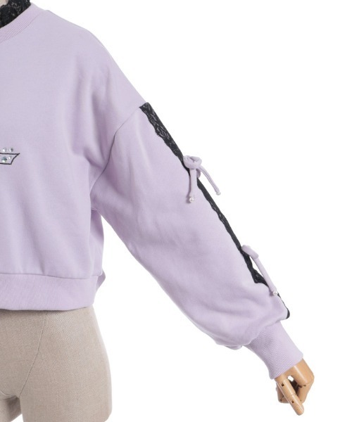 axes femme POETIQUE(アクシーズファムポエティック)の「レース使いビジュースウェット(Tシャツ/カットソー・レディース・ラベンダー/ピンク/ブラック・MEDIUM)」の22枚目の写真
