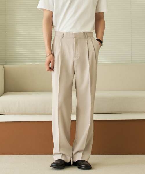 HYOJI（ヒョージ）の「ツーピンタックセミワイドスラックス（オールシーズン、夏-8カラー）（スラックス・メンズ・ブラック/ブラウン/チャコール/チャコールグレー/グレイッシュベージュ/ネイビー/ベージュ/ブラック系1・L/XL/M/S）」の12枚目の写真