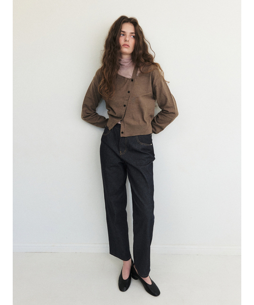 ETMON（エトモン）の「Cut-Out Diagonal Knit Cardigan, Mocha Beige（カーディガン/ボレロ・レディース・その他・FREE）」の3枚目の写真
