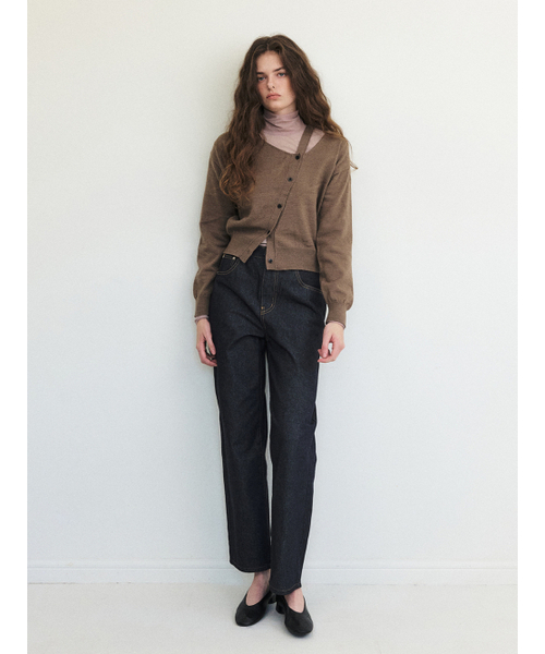 ETMON（エトモン）の「Cut-Out Diagonal Knit Cardigan, Mocha Beige（カーディガン/ボレロ・レディース・その他・FREE）」の4枚目の写真