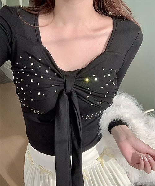 gossip！ロサンゼルス（ゴシップロサンゼルス）の「ビジューデザイン フロントリボンカットソー（Tシャツ/カットソー・レディース・ブラック/レッド/ホワイト・FREE）」の8枚目の写真