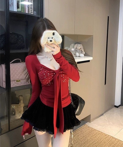 gossip！ロサンゼルス（ゴシップロサンゼルス）の「ビジューデザイン フロントリボンカットソー（Tシャツ/カットソー・レディース・ブラック/レッド/ホワイト・FREE）」の14枚目の写真