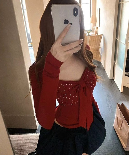 gossip！ロサンゼルス（ゴシップロサンゼルス）の「ビジューデザイン フロントリボンカットソー（Tシャツ/カットソー・レディース・ブラック/レッド/ホワイト・FREE）」の21枚目の写真