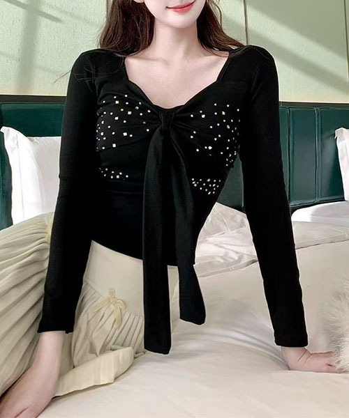 gossip！ロサンゼルス（ゴシップロサンゼルス）の「ビジューデザイン フロントリボンカットソー（Tシャツ/カットソー・レディース・ブラック/レッド/ホワイト・FREE）」の10枚目の写真