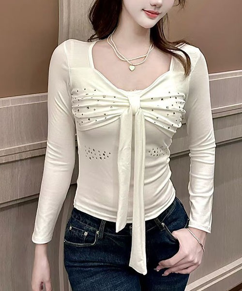 gossip！ロサンゼルス（ゴシップロサンゼルス）の「ビジューデザイン フロントリボンカットソー（Tシャツ/カットソー・レディース・ブラック/レッド/ホワイト・FREE）」の22枚目の写真