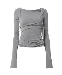 FLAREUP | Layered Bustier Long Sleeve (FL-105_Gray)(Tシャツ/カットソー)