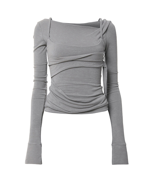 FLAREUP(フレアアップ)の「Layered Bustier Long Sleeve (FL-105_Gray)(Tシャツ/カットソー・レディース・ヘザーグレー・OS)」の1枚目の写真