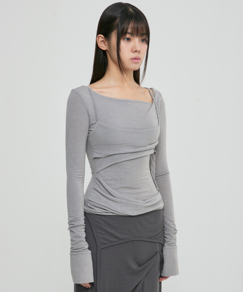 FLAREUP(フレアアップ)の「Layered Bustier Long Sleeve (FL-105_Gray)(Tシャツ/カットソー・レディース・ヘザーグレー・OS)」の2枚目の写真