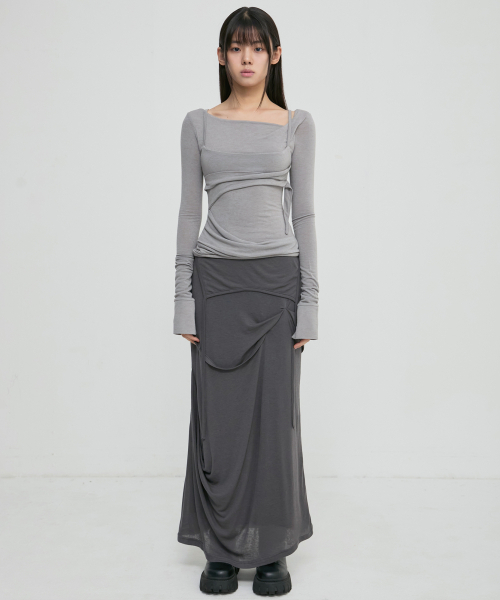 FLAREUP(フレアアップ)の「Layered Bustier Long Sleeve (FL-105_Gray)(Tシャツ/カットソー・レディース・ヘザーグレー・OS)」の4枚目の写真