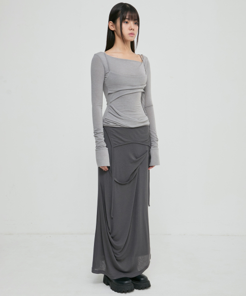 FLAREUP(フレアアップ)の「Layered Bustier Long Sleeve (FL-105_Gray)(Tシャツ/カットソー・レディース・ヘザーグレー・OS)」の5枚目の写真