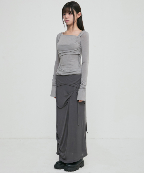 FLAREUP(フレアアップ)の「Layered Bustier Long Sleeve (FL-105_Gray)(Tシャツ/カットソー・レディース・ヘザーグレー・OS)」の6枚目の写真