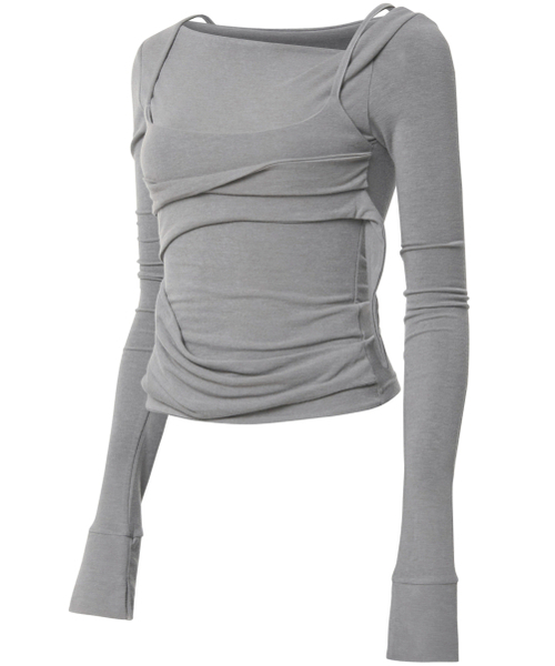 FLAREUP(フレアアップ)の「Layered Bustier Long Sleeve (FL-105_Gray)(Tシャツ/カットソー・レディース・ヘザーグレー・OS)」の9枚目の写真