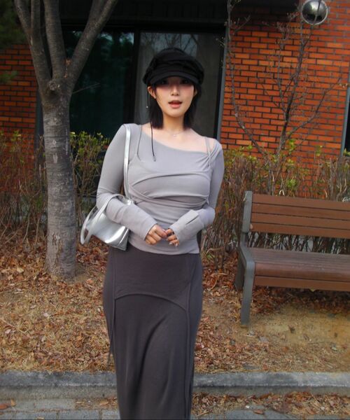 FLAREUP(フレアアップ)の「Layered Bustier Long Sleeve (FL-105_Gray)(Tシャツ/カットソー・レディース・ヘザーグレー・OS)」の22枚目の写真