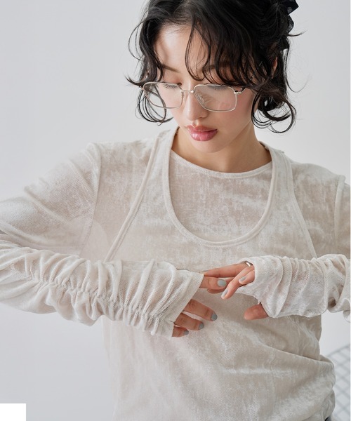 NOGLE(ノグル)の「【NOGLE/ノグル】シアーベロアホルターネックレイヤードトップス(Tシャツ/カットソー・レディース・グレー系/ブラウン/アイボリー/ブラック・FREE)」の16枚目の写真