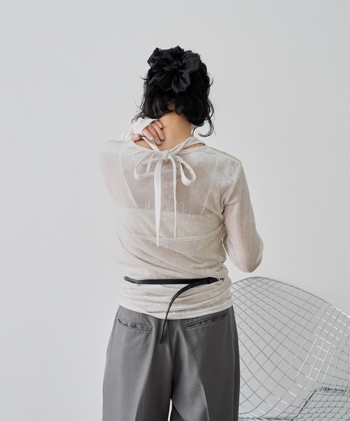 NOGLE(ノグル)の「【NOGLE/ノグル】シアーベロアホルターネックレイヤードトップス(Tシャツ/カットソー・レディース・グレー系/ブラウン/アイボリー/ブラック・FREE)」の18枚目の写真