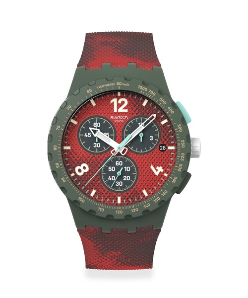 SWATCH(スウォッチ)の「MIDDAY CAMO(アナログ腕時計・レディース・グリーン/レッド・FREE)」の2枚目の写真