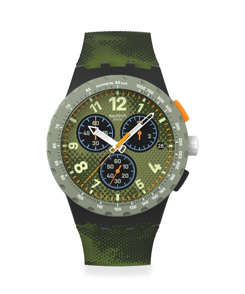 SWATCH(スウォッチ)の「MIDDAY CAMO(アナログ腕時計・レディース・グリーン/レッド・FREE)」の4枚目の写真