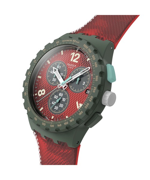 SWATCH(スウォッチ)の「MIDDAY CAMO(アナログ腕時計・レディース・グリーン/レッド・FREE)」の7枚目の写真