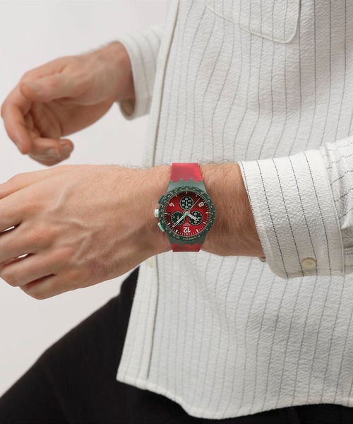 SWATCH(スウォッチ)の「MIDDAY CAMO(アナログ腕時計・レディース・グリーン/レッド・FREE)」の10枚目の写真