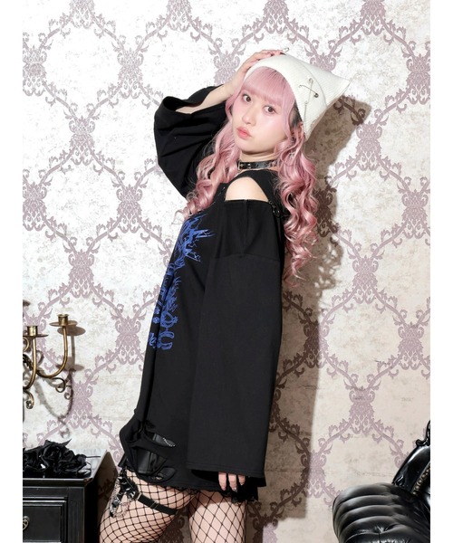 NOEMIE(ノエミー)の「びりびりねこチェーンダメージユニセックスロングTシャツ(Tシャツ/カットソー・レディース・オフホワイト/ブルー/ブラック・M)」の8枚目の写真