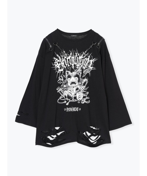 NOEMIE(ノエミー)の「びりびりねこチェーンダメージユニセックスロングTシャツ(Tシャツ/カットソー・レディース・オフホワイト/ブルー/ブラック・M)」の15枚目の写真