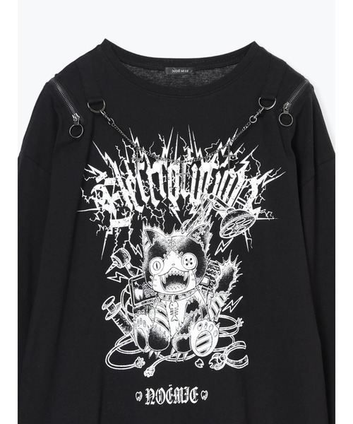 NOEMIE(ノエミー)の「びりびりねこチェーンダメージユニセックスロングTシャツ(Tシャツ/カットソー・レディース・オフホワイト/ブルー/ブラック・M)」の18枚目の写真