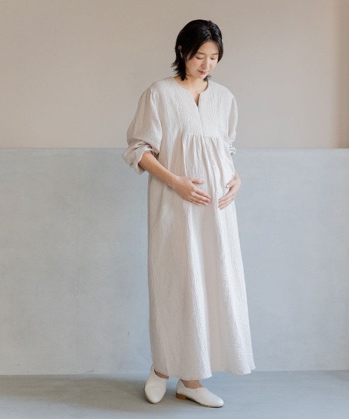 Moredde マタニティも産後も使える ダブルガーゼワンピース