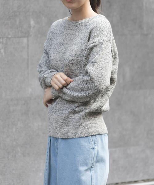 FORK&SPOON(フォークアンドスプーン)の「FORK&SPOON テープヤーンボートネックニット(ニット/セーター・レディース・ベージュ系その他/ブラック系その他・1)」の3枚目の写真