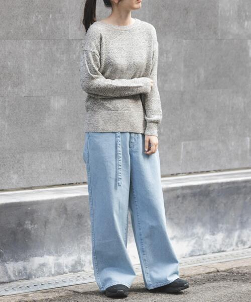 FORK&SPOON(フォークアンドスプーン)の「FORK&SPOON テープヤーンボートネックニット(ニット/セーター・レディース・ベージュ系その他/ブラック系その他・1)」の6枚目の写真