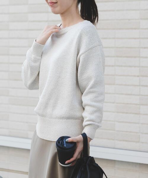 FORK&SPOON(フォークアンドスプーン)の「FORK&SPOON テープヤーンボートネックニット(ニット/セーター・レディース・ベージュ系その他/ブラック系その他・1)」の9枚目の写真