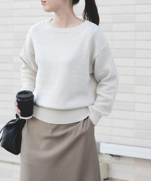 FORK&SPOON(フォークアンドスプーン)の「FORK&SPOON テープヤーンボートネックニット(ニット/セーター・レディース・ベージュ系その他/ブラック系その他・1)」の13枚目の写真